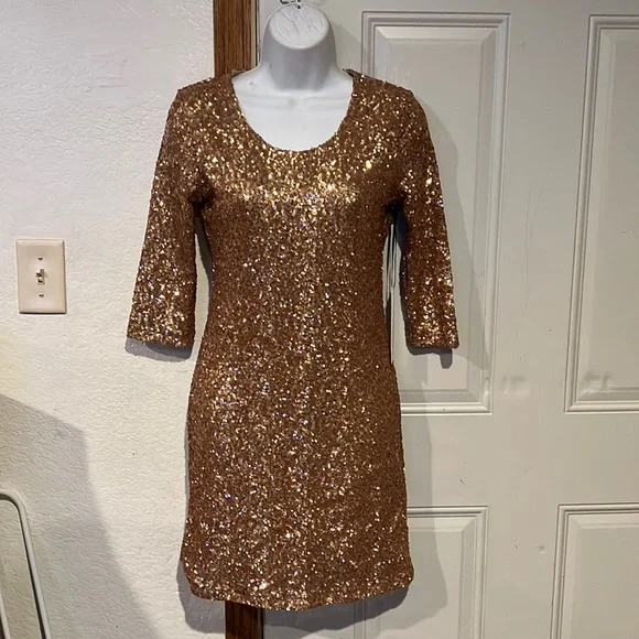 Lovers + Friends | Dresses | Lovers Friends Rose Gold Sequin Mini Dress Nwt  Size Small | Poshmark